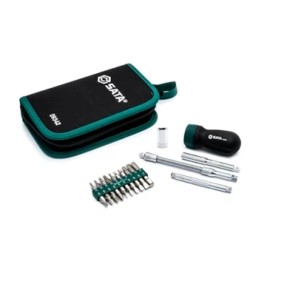 Abbildung von SATA ST09342SJ Mini Ratschen Schraubendreher, Schraubenzieher Set mit ergonomischem Griff 25 Tlg.