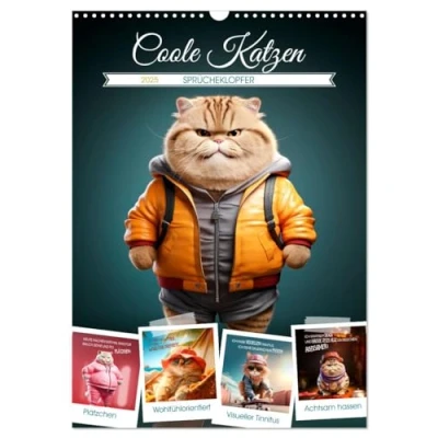 Abbildung von COOLE KATZEN Sprücheklopfer (Wandkalender 2025 DIN A3 hoch), CALVENDO Monatskalender