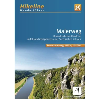 Abbildung von Wanderführer Malerweg: Beeindruckende Rundtour im Elbsandsteingebirge in der Sächsischen Schweiz, 116 km, 1:35.000, GPS Tracks Download, LiveUpdate (Hikeline /Wanderführer)
