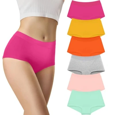 Abbildung von Libella Unterhosen Damen Baumwolle Unterwäsche 6er Pack Slips Stretch Panties Bequeme Frauen Weich Atmungsaktiv Hipsters Boxershorts MU2 2XL