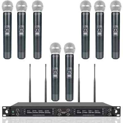 Abbildung von Phenyx Pro 8 Kanal Wireless Mikrofon System mit Handheld Mikrofonen, Funkmikrofon Set automatischem Scan, 8x40 einstellbare UHF Kanäle, 328ft Reichweite, für Gesang, Kirche, Karaoke (PTU 6000A)