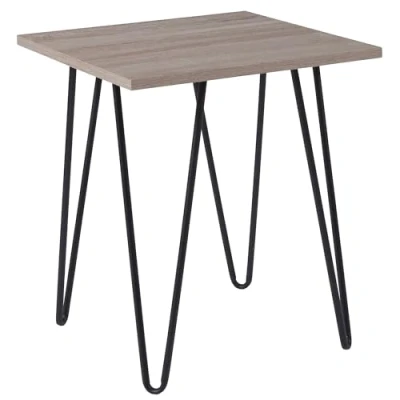 Abbildung von Flash Furniture Oak Park Collection Beistelltisch mit Holzmaserung und Metallbeinen, Treibholz