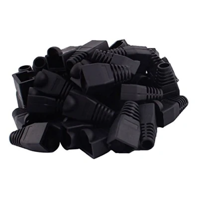 Abbildung von Weichplastik Ethernet RJ45 Kabelanschlussstiefel Abdeckung Zugentlastungsstiefel CAT5 CAT5E CAT6 CAT6E 100PCS von YIOVVOM （Schwarz）