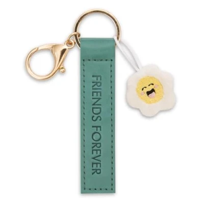 Abbildung von NICI Schlüsselanhänger Friends Forever Kunstlederband grün 10cm mit Blume