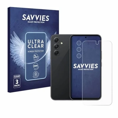 Abbildung von Savvies 6 Stück Schutzfolie für Samsung Galaxy A54 5G Enterprise Edition (Display+Kamera) Displayschutz Folie Ultra Transparent