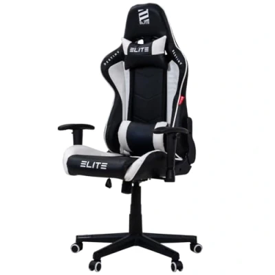 Abbildung von ELITE Gaming Stuhl MG200 Destiny Ergonomischer Bürostuhl Schreibtischstuhl Chefsessel Sessel Racing Gamingstuhl Drehstuhl Chair Kunstleder Sportsitz (Schwarz/Weiß)