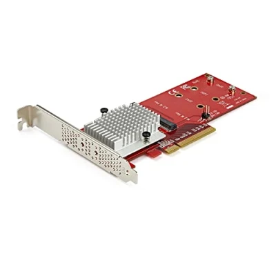 Abbildung von StarTech.com Dual M.2 PCIe SSD Adapter Karte x8 / x16 NVMe oder AHCI zu PCI Express 3.0 NGFF (M Key) kompatibel Unterstützt 2242, 2260, 2280 JBOD Mac &amp; PC (PEX8M2E2)