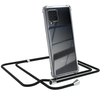 Abbildung von EAZY CASE Handykette kompatibel mit Samsung Galaxy A42 5G Handyhülle Umhängeband, Handykordel Schutzhülle, Silikonhülle, Hülle Band, Stylische Kette für Smartphone, Schwarz
