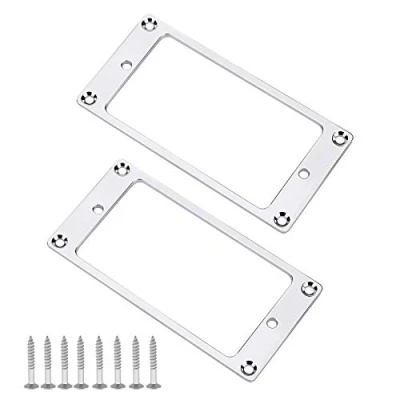 Abbildung von Create idea 2 Stück Silber Humbucker Pickup Befestigungsringe mit Schrauben Beschlägen 92x45,5x2mm Flacher Metall Abdeckrahmen für Ersatzteile E Gitarren