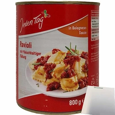 Abbildung von Jeden Tag Ravioli mit fleischhaltiger Füllung in Bolognesesauce (800g Dose) + usy Block