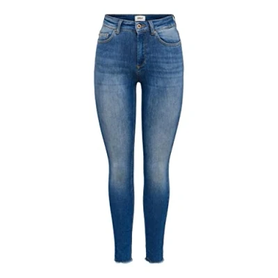 Abbildung von ONLY Damen ONLBLUSH Life MID SK ANK RAW REA403 NOOS Jeans, Medium Blue Denim, 34 (Large)