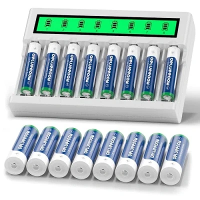 Abbildung von Delyeepow Akkuladegerät AA AAA NI MH mit 8AA+8AAA 3300mAh 1100mAh 8 Zellen, wiederaufladbare 1.2V NiMH Batterien, hohe Kapazität, 1200 Zyklen