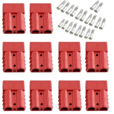 Abbildung von Bohaner 10Pcs für Anderson Connector 50A 24V/600V Batterie Schnelltrennstecker Modular Power Connectors Stecker Quick Plug Kit (Rot 50A)