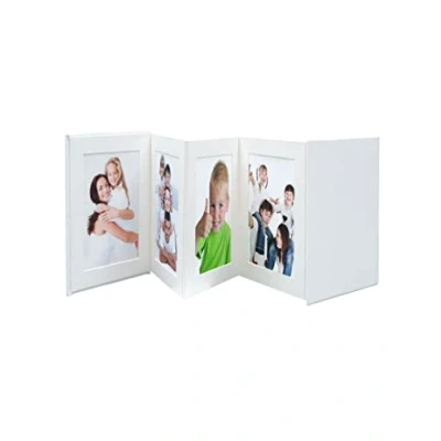 Abbildung von Deknudt Leporello Foto Album, Leder, weiß, 8 Seiten, 13 x cm, 4 Stück 175 mm