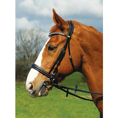 Abbildung von Rhinegold 0 Anatomic Cavesson Bridle with Reins Extra Full Havana Trense, Kaltblut/Warmblut extragroß
