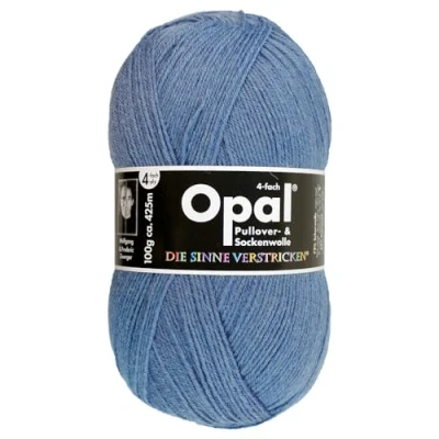 Abbildung von Frida&#039;s Wollhaus Opal 100 g Uni 4 fach Sockengarn Strümpfe Stricken filzfrei Wolle 35 Farben (5195 Jeansblau)