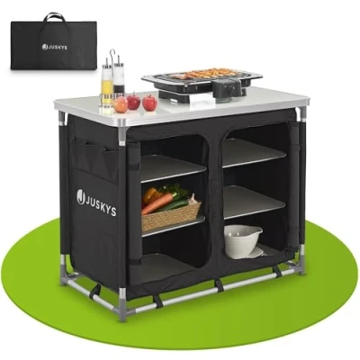Abbildung von Juskys Campingschrank Ruda mit Tasche, klappbar, leicht, tragbar