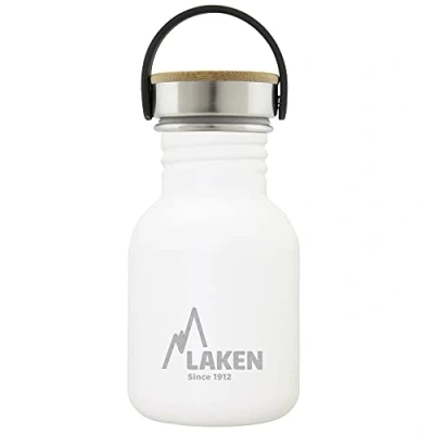 Abbildung von Laken Basic Edelstahlflasche, Trinkflasche Weite Öffnung mit Edelstah Schraubverschluss Bambo, BPA frei 0,35L, Weiß