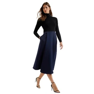 Abbildung von Ted Baker Damen WMD CHIRA Knit Bodice Dress with Wrap Skirt Lässiges Business Kleid, Black, 38