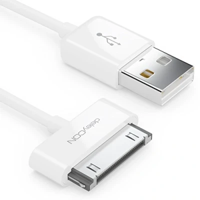 Abbildung von deleyCON 2m 30 Pin USB Kabel Dock Connector Sync Ladekabel Datenkabel Kompatibel mit iPhone 4s 4 3Gs 3G iPad iPod Weiß