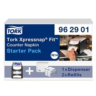 Abbildung von Tork Xpressnap Fit Counter Serviettenspender Starter Pack 962901 N14 + Servietten Nachfüllpacks (2 x 120 Blatt)