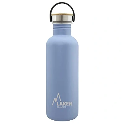 Abbildung von Laken Basic Edelstahlflasche, Trinkflasche Weite Öffnung mit Edelstah Schraubverschluss Bambo, BPA frei 1L, Blau