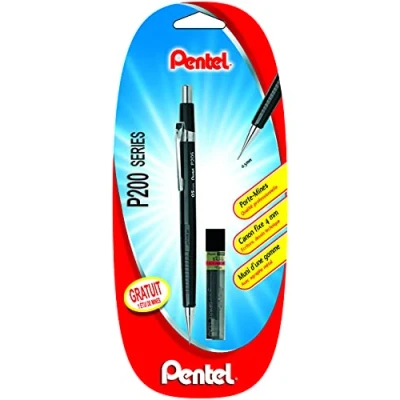 Abbildung von Pentel P205 Druckbleistift (P200 SERIES) + 1 gratis mit 12 Minen, 0,5 mm HB, Schwarz