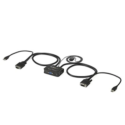 Abbildung von StarTech.com 2 Port VGA USB KVM Switch Kabel Umschalter Powered mit Fernumschaltung, Schwarz