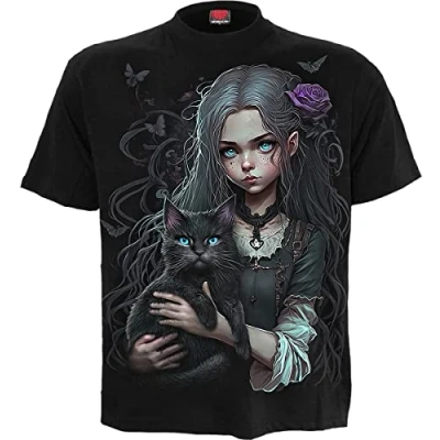 Abbildung von Spiral Nine Lives Männer T Shirt schwarz L 100% Baumwolle Basics, Biker, Katzen, Rockwear