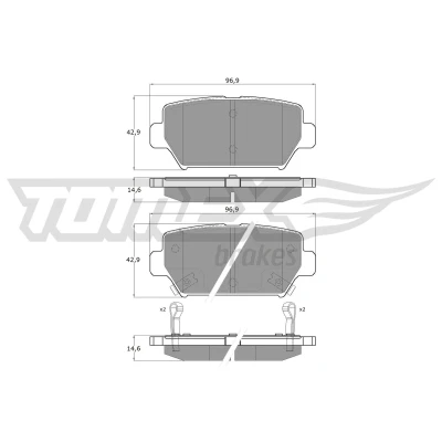 Abbildung von TOMEX brakes TX 60 16 Bremsbelagsatz Hinterachse mit akustischer Verschleißwarnung MITSUBISHI: Eclipse Cross