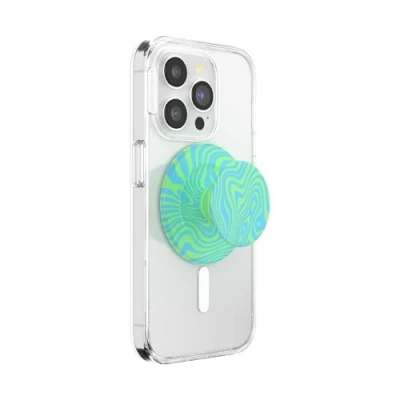 Abbildung von PopSockets: PopGrip Round für MagSafe Inklusive Adapterring Ausziehbarer Sockel und Griff mit einem Austauschbarem Top Smartphones Hüllen Swirl Oasis Keylime
