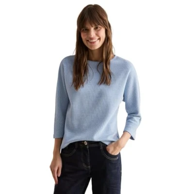 Abbildung von CECIL Damen B322619 Kurzes Melange Shirt, Light Blue Melange, XL EU