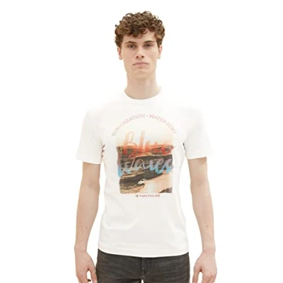 Abbildung von TOM TAILOR Herren 1036323 T Shirt, 10332 Off White, XXL