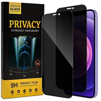 Abbildung von Verco Sichtschutz Full Screen Privacy Glas für iPhone 12 Mini Panzer Schutz Folie Anti Spy Schutzfolie, 2 Stück