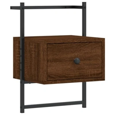 Abbildung von vidaXL Wand Nachttisch, Schwebend Nachtschrank mit viel Stauraum, Wandmontage Nachtkommode Nachtkonsole, Wandregal Schlafzimmer, Braun Eiche Holzwerkstoff