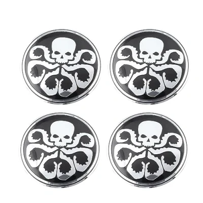 Abbildung von Radnabenkappen für Hydra Radnabenkappen, Mittelabdeckung, Emblem, Aufkleber Hydra, Aluminiumlegierung, Schwarz, 4 Stück