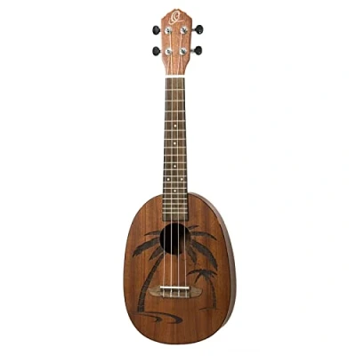 Abbildung von Ortega Guitars Konzert Ukulele Bonfire Series Pineapple style Sapeledecke mit lasergaviertem Motiv (RUPA5MM)