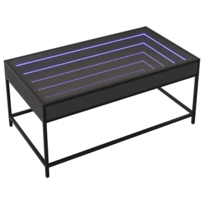 Abbildung von vidaXL Couchtisch mit Infinity LED, Beistelltisch Metallfüße, Kaffeetisch für Wohnzimmer, Sofatisch Teetisch, Schwarz Holzwerkstoff