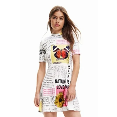 Abbildung von Desigual VEST Newspaper Freizeitkleid, Damen, Größe: Small, White