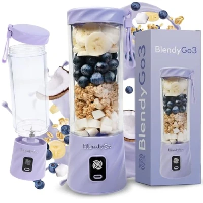 Abbildung von BlendyGo 3® Mixer Smoothie Maker, Klein, Mini Portable Blender, Tragbarer USB, Maker to go, Standmixer 550 ml, BPA freie, PulseMotion &amp;BlendPro Technologie (Lavender)