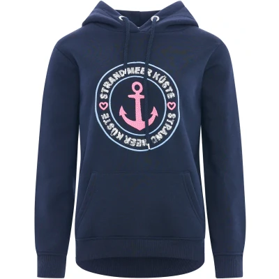 Abbildung von Zwillingsherz Sweatshirt, Stickerei, Druck und Pailetten vorne, Strand, Meer, Küste, Anker, Herz