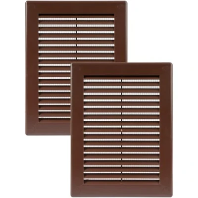 Abbildung von Vent Systems 150x200 mm 2 Stück Braune Lüftungsabdeckung flache, rechteckig Lüftungsschlitze Integrierter Insektenschutz HVAC Lüftungsöffnungen für Badezimmer, Heimbüro