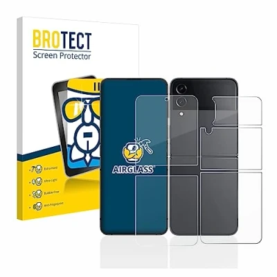 Abbildung von BROTECT Schutzglas für Samsung Galaxy Z Flip 4 (Display+Rückseite) Schutzfolie Panzer Folie Glas [Extrem Kratzfest 9H, Anti Fingerprint,
