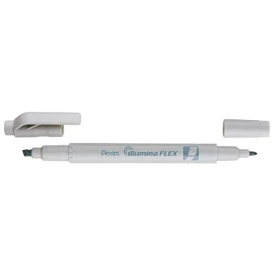 Abbildung von Pentel SLW11P NE Illumina Flex Textmarker in Pastellfarben mit Doppelspitze zum Hervorheben, Unterstreichen, Markieren und Akzente setzen, schlanke Stiftform, grau, 10 Stück