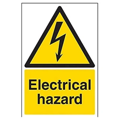Abbildung von vsafety Schilder 68018 au s &quot;E Hazard ACHTUNG Elektrische Schild, selbstklebend, Portrait, 200 mm x 300 mm, schwarz/gelb