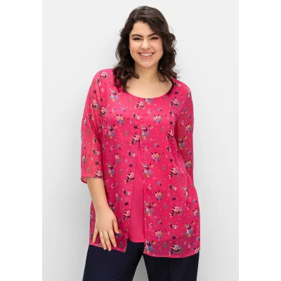 Abbildung von Sheego Longtunika Große Größen im Lagenlook, mit Blumenprint
