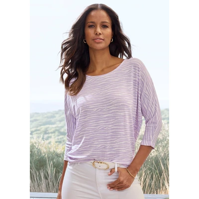 Abbildung von LASCANA 3/4 Arm Shirt mit modischem Zebra Muster aus weichem Viskose Strick