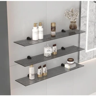 Abbildung von Euro Tische Glasregal Wandregal Grau, 6mm Sicherheitsglas, Regal aus Glas, Glasablage, Glasboden inkl. Halterung 50 cm