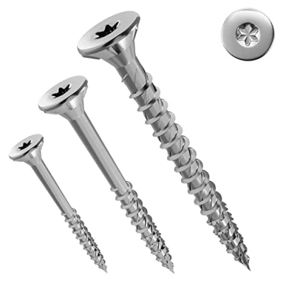 Abbildung von Jet Fast Premium Universalschrauben 5,0 x 50 mm, 200 Stück, Duo Senkkopf, Vollgewinde, TX Antrieb, Blau verzinkt, Holzschrauben, Spanplattenschrauben, Cut Spitze, German Quality