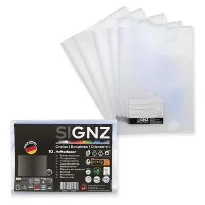 Abbildung von SIGNZ Heftschoner DIN A5, 10 Stück, hochkant, transparent, starke 90my (0,09mm), CO2 neutral hergestellt, made in Germany